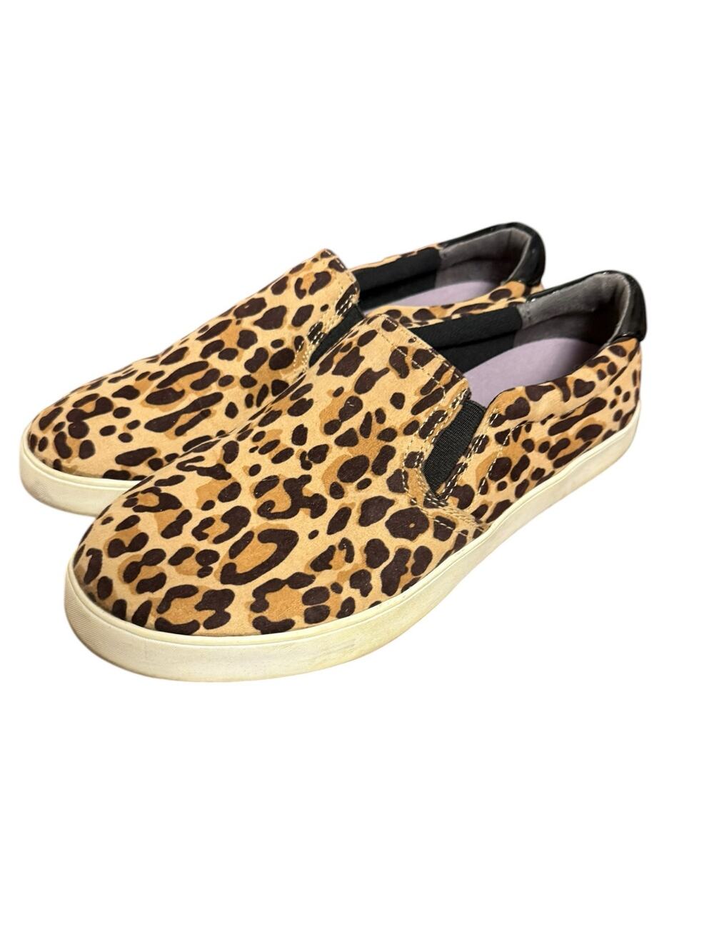 Dr. Scholl’s Madison Tan Black Leopard Animal Print Slip On Sneakers 9.5W